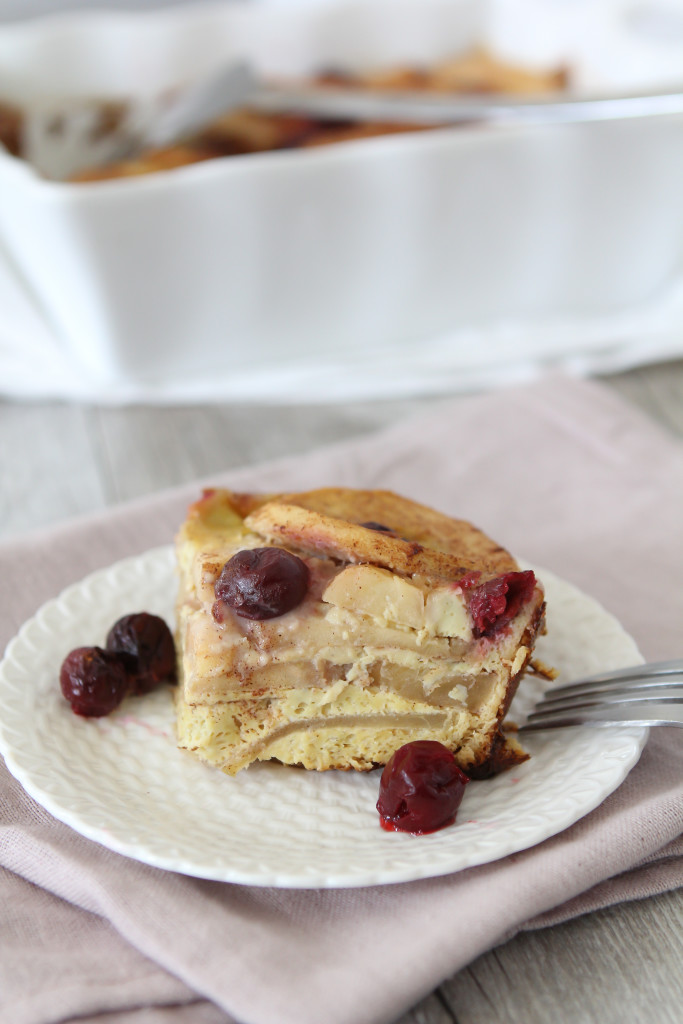 sweet fruit breakfast frittata with apples and cherries