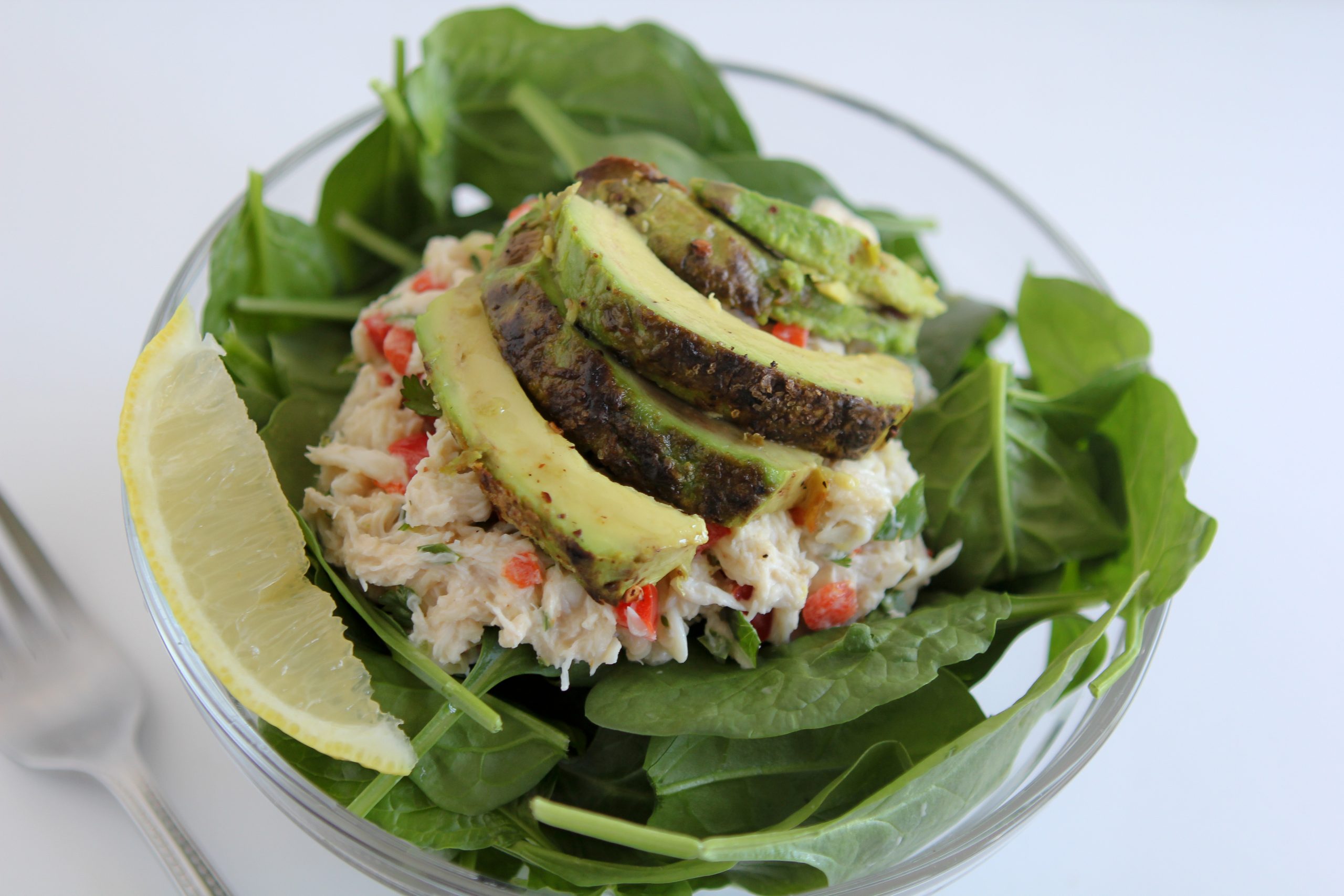 crab salad with roasted avocados