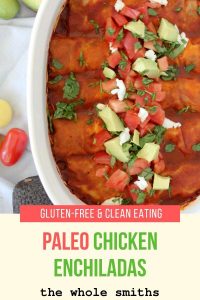 Paleo chicken enchiladas pinterest graphic