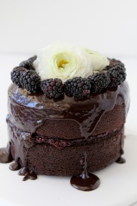 Blackberry Filled + Chocolate Ganache Cake from the Whole Smiths. Easy to make cake using Simple Mills Chocolate Cake Mix. Gluten-free and paleo friendly.