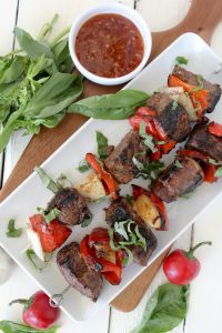 Thai Basil Beef Kebabs from the Whole Smiths. The perfect dish for any BBQ! Gluten-free, paleo friendly and loaded with tons of flavor!