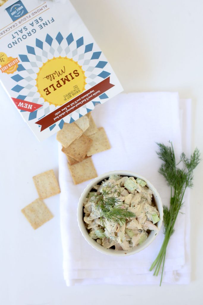 A simple easy-to-make chicken salad that kids and grown ups alike will love. Great for school or work lunches. Paleo, gluten-free and Whole30.