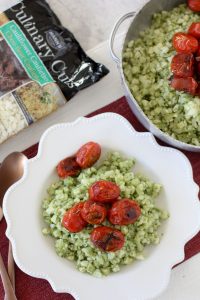 An easy-to-make Pesto Cauliflower Rice recipe from the Whole Smiths! Paleo-friendly, vegan, vegetarian and Whole30 compliant.