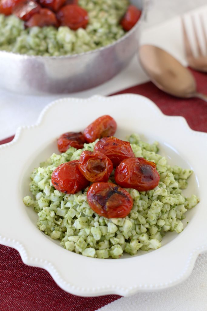 An easy-to-make Pesto Cauliflower Rice recipe from the Whole Smiths! Paleo-friendly, vegan, vegetarian and Whole30 compliant.