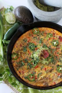 Carnitas Frittata from the Whole Smiths. GREAT for make-ahead breakfasts! Paleo-friendly, gluten-free and grain-free.