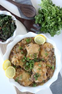 Chicken Piccata + Braised Rainbow Chard from the Whole Smiths. And easy to make one-pan meal that's paleo friendly, Whole30 compliant, gluten-free and most importantly crazy delicious!