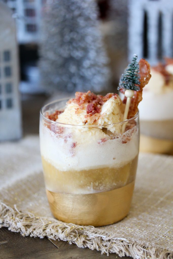 An Egg Nog Bacon Bourbon float from The Whole Smiths. SO delicious and easy to make!