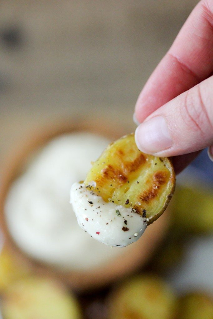 Whole30 compliant Patatas Bravas + Garlic Aioli by the Whole Smiths. Or in other words, the best, crispiest potatoes and garlic dipping sauce you'll ever had.