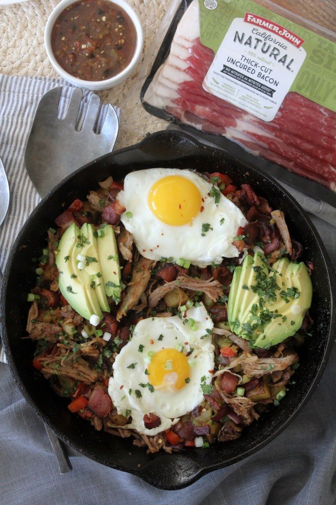 A delicious paleo Pulled Pork + Bacon Hash from the Whole Smiths that you'll want to make over and over again. Whole30 and gluten-free. 