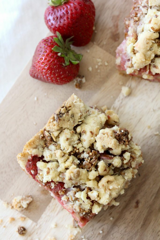 Gluten-Free Strawberry Crumble Bars from The Whole Smiths. Easy to make, simple ingredients and delicious!