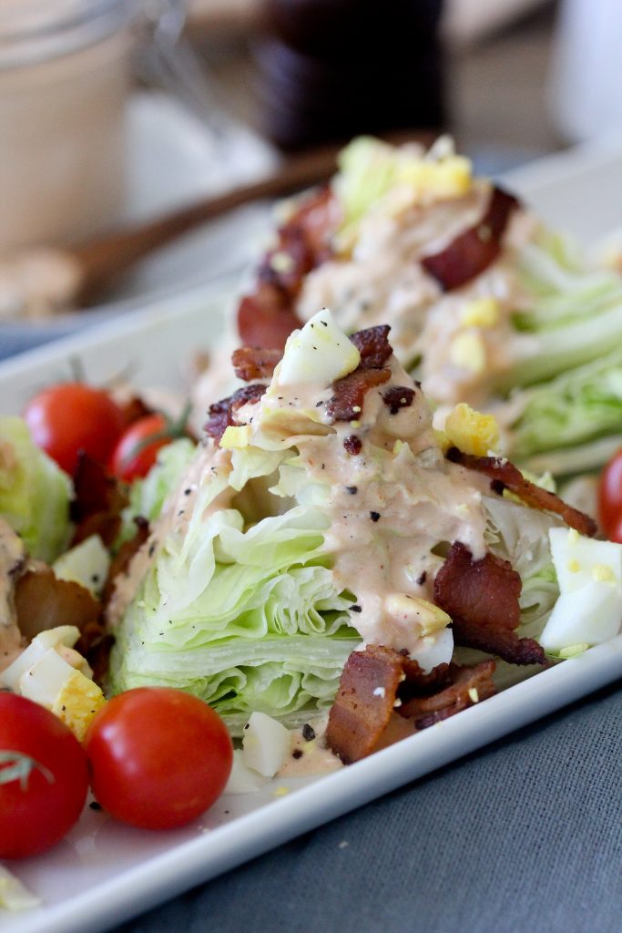 This Whole30 compliant Thousand Island Dressing + Wedge Salad from The Whole Smiths will knock your socks off! Easy to make and delicious any time!