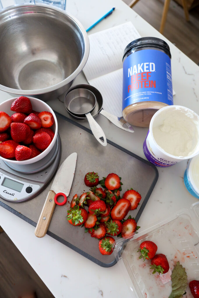 Strawberry overnight oats prep.